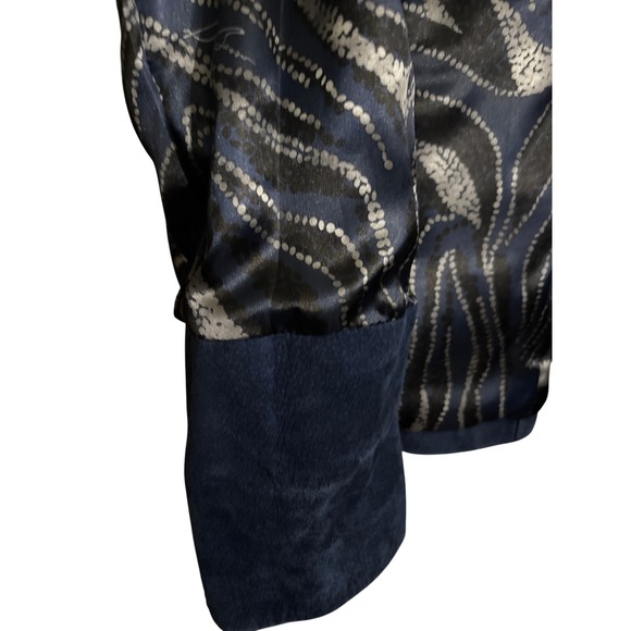 Dennis By Dennis Basso Leather Suede Zip Front Jacket Navy Blue Womens Size M - Picture 10 of 15